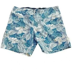 Lands End Mens Blue and White Swim Trunks Size XL